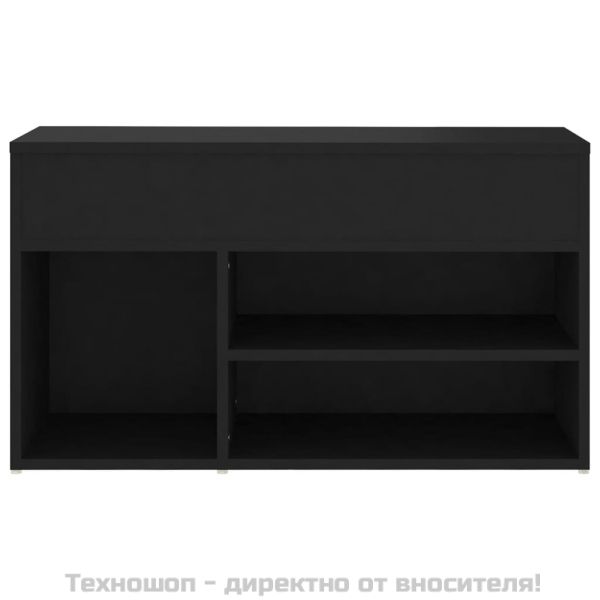Пейка за обувки, черна, 80x30x45 см, инженерно дърво