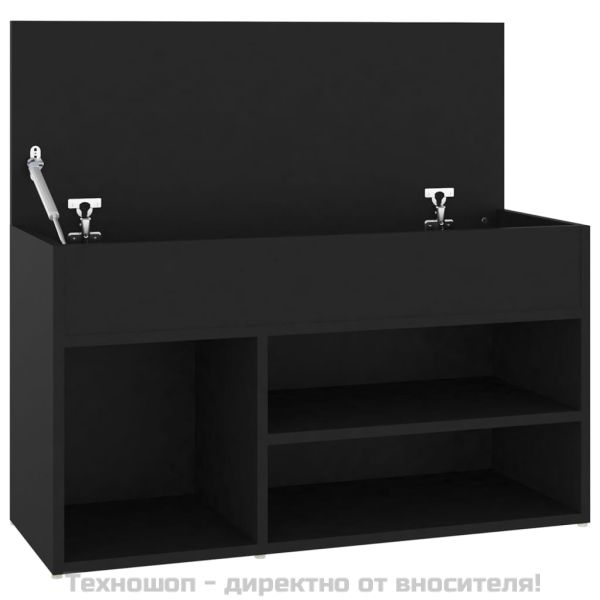 Пейка за обувки, черна, 80x30x45 см, инженерно дърво