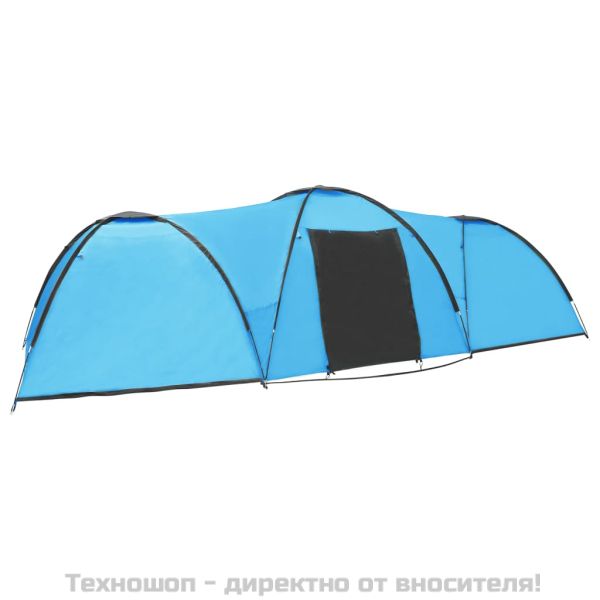 Палатка за къмпинг тип иглу, 650x240x190 см, 8-местна, синя