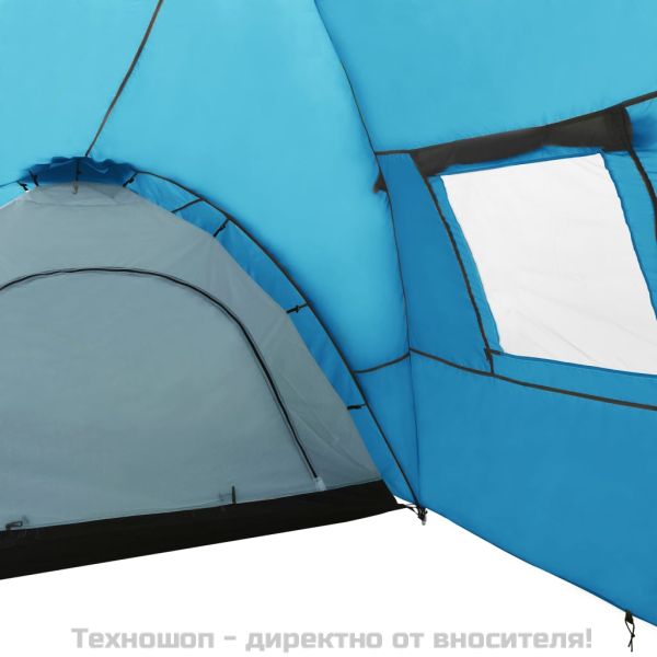 Палатка за къмпинг тип иглу, 650x240x190 см, 8-местна, синя