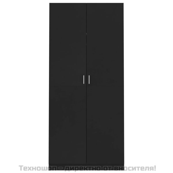 Гардероб, черен, 90x52x200 см, ПДЧ