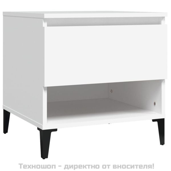 Странични маси, 2 бр, бели, 50x46x50 см, инженерно дърво