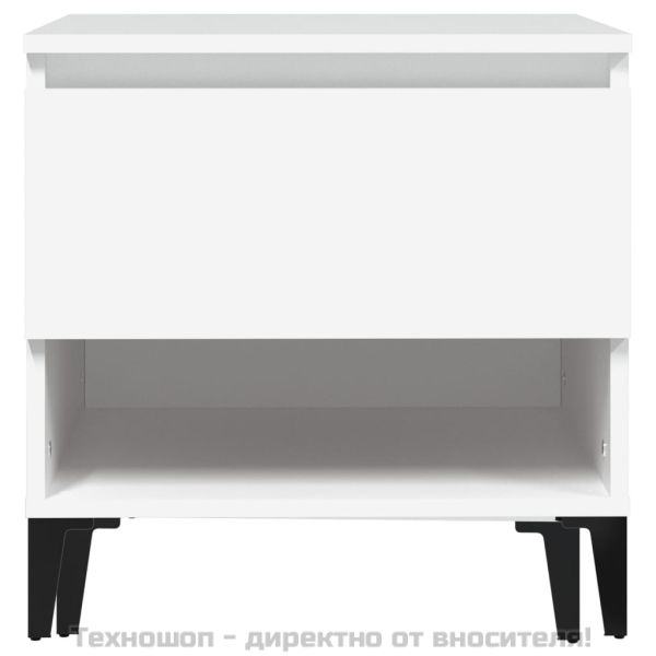 Странични маси, 2 бр, бели, 50x46x50 см, инженерно дърво