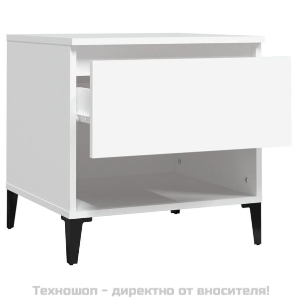 Странични маси, 2 бр, бели, 50x46x50 см, инженерно дърво