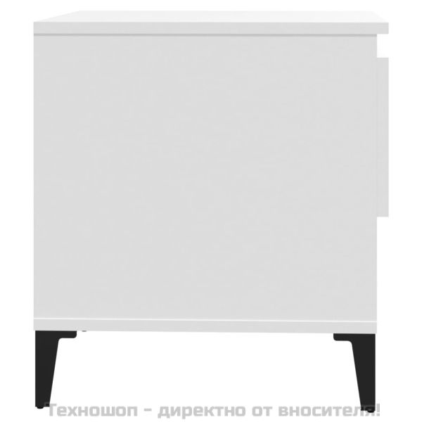 Странични маси, 2 бр, бели, 50x46x50 см, инженерно дърво