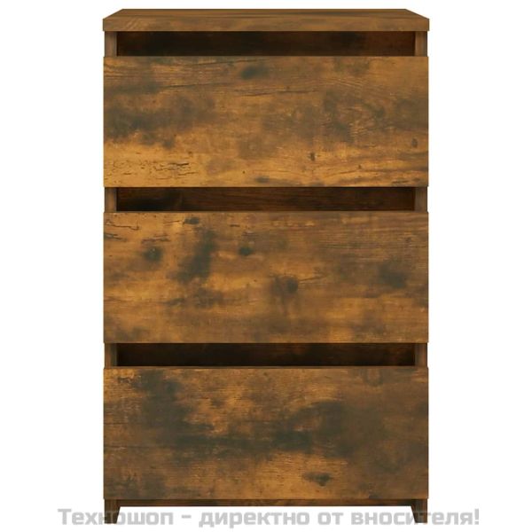 Нощно шкафче, опушен дъб, 40x35x62,5 см, инженерно дърво