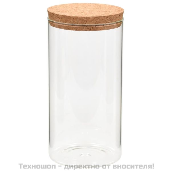 Стъклени буркани за съхранение с коркови капаци, 6 бр, 1100 мл