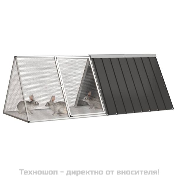 Клетка за зайци антрацит 201,5x80,5x71 см поцинкована стомана