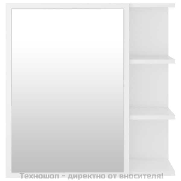 Шкаф за баня с огледало, бял, 62,5x20,5x64 см, инженерно дърво