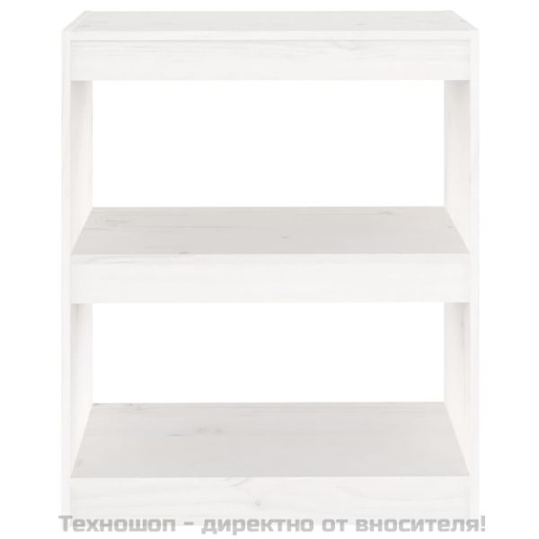 Библиотека/разделител за стая, бяла, 60x30x71,5 см, бор масив