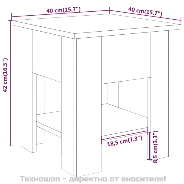 Маса за кафе, кафяв дъб, 40x40x42 см, инженерно дърво