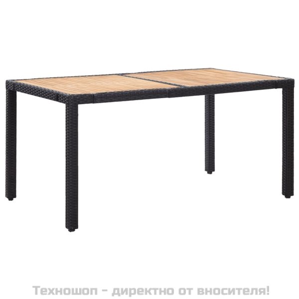 Градински комплект с възглавници, 7 части, полиратан, черен