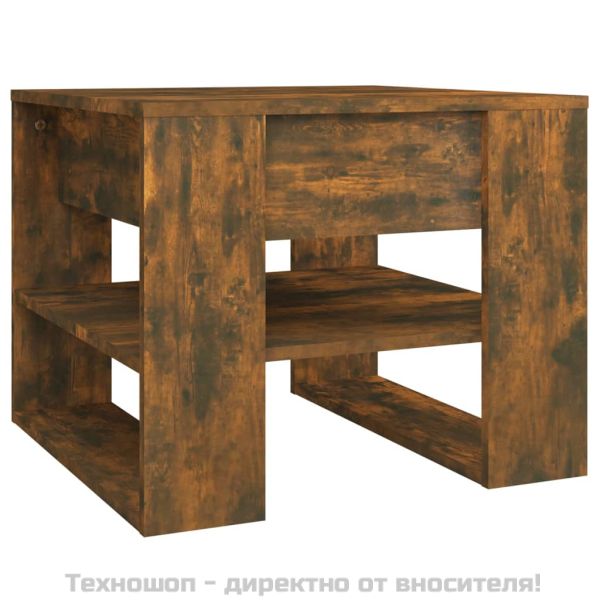 Кафе маса, опушен дъб, 55,5x55x45 см, инженерно дърво