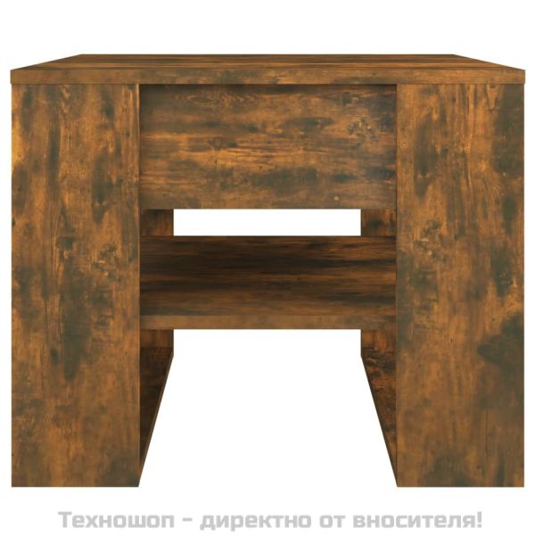 Кафе маса, опушен дъб, 55,5x55x45 см, инженерно дърво