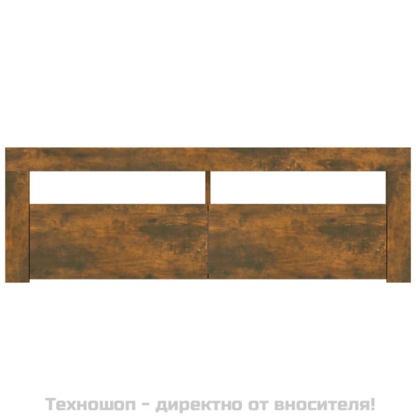ТВ шкаф с LED осветление, опушен дъб, 120x35x40 см