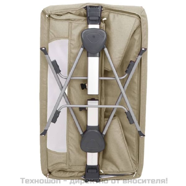 Бебешко легло с матрак, таупе, ленен плат