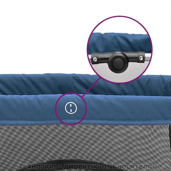 Бебешка кошара с матрак, нейви, ленен плат