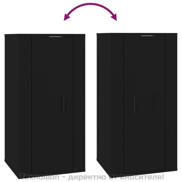 ТВ шкаф за стенен монтаж, черно, 40x34,5x80см