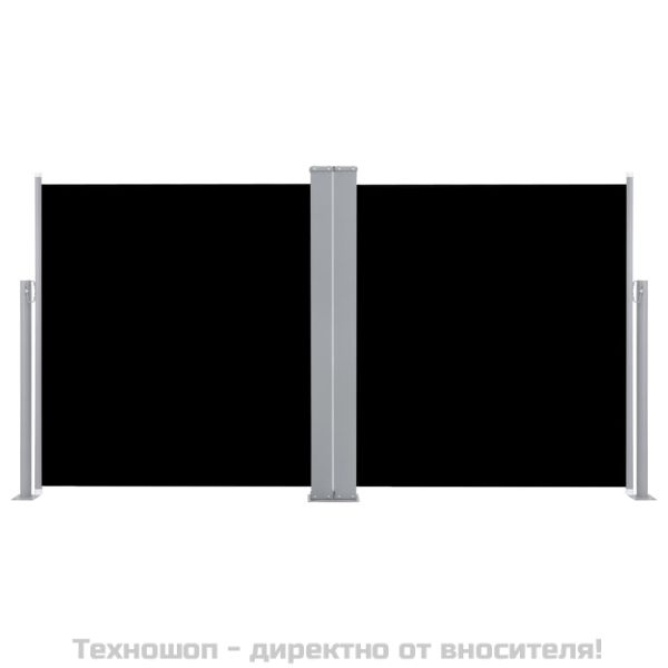 Прибираща се странична тента, черна, 120x600 см