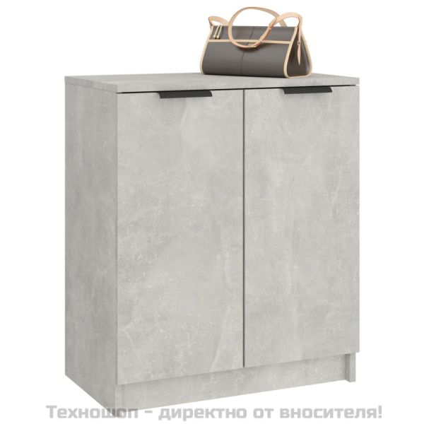 Шкаф за обувки, бетонно сив, 59x35x70 см, инженерно дърво