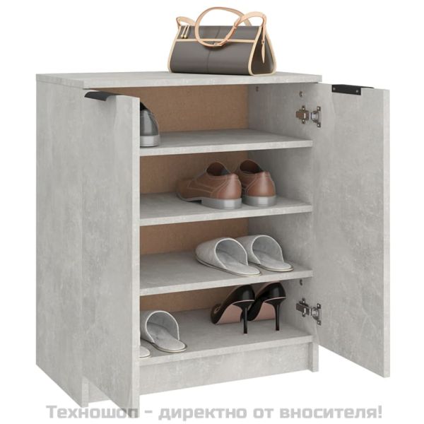 Шкаф за обувки, бетонно сив, 59x35x70 см, инженерно дърво