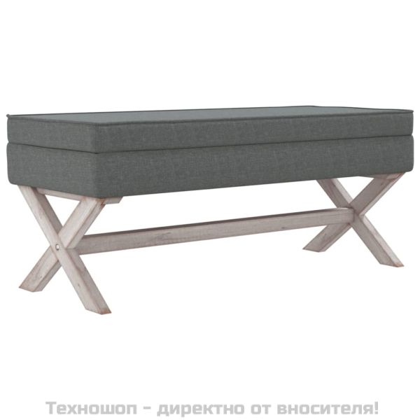 Табуретка за съхранение, тъмносива, 110x45x49 см, плат