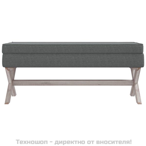 Табуретка за съхранение, тъмносива, 110x45x49 см, плат