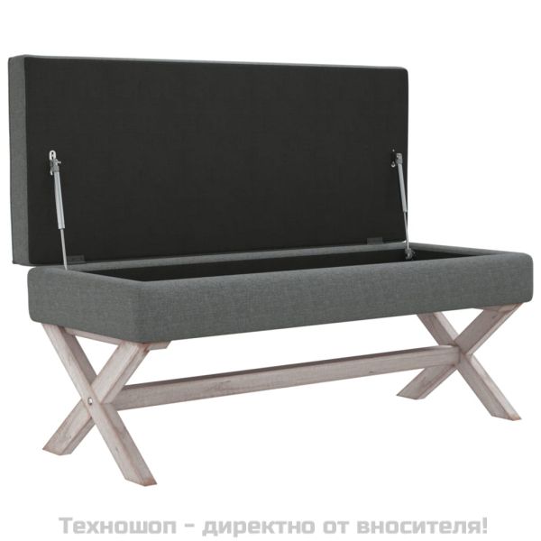 Табуретка за съхранение, тъмносива, 110x45x49 см, плат