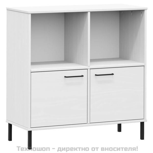 Библиотека с метални крака бяла 90x35x90,5 см дърво масив OSLO