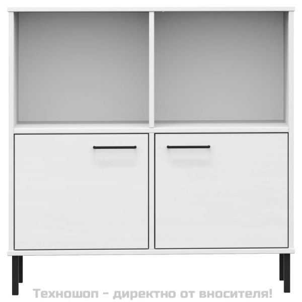 Библиотека с метални крака бяла 90x35x90,5 см дърво масив OSLO