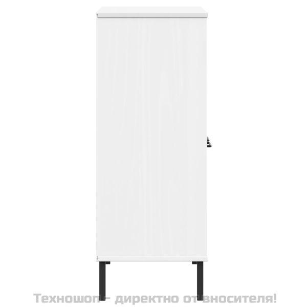 Библиотека с метални крака бяла 90x35x90,5 см дърво масив OSLO