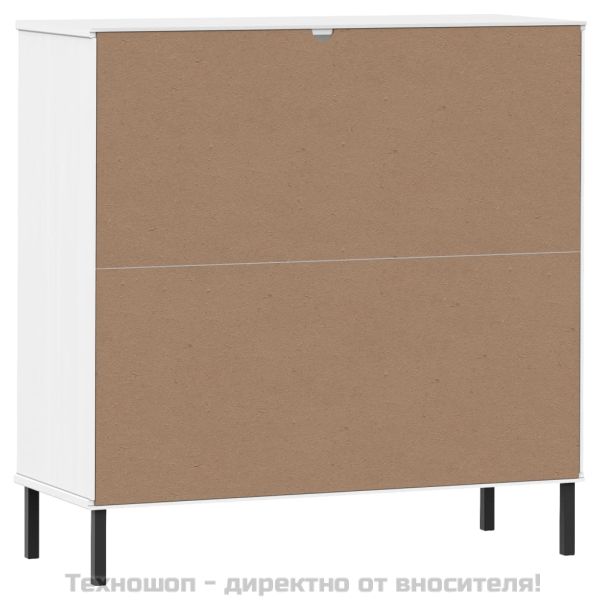 Библиотека с метални крака бяла 90x35x90,5 см дърво масив OSLO