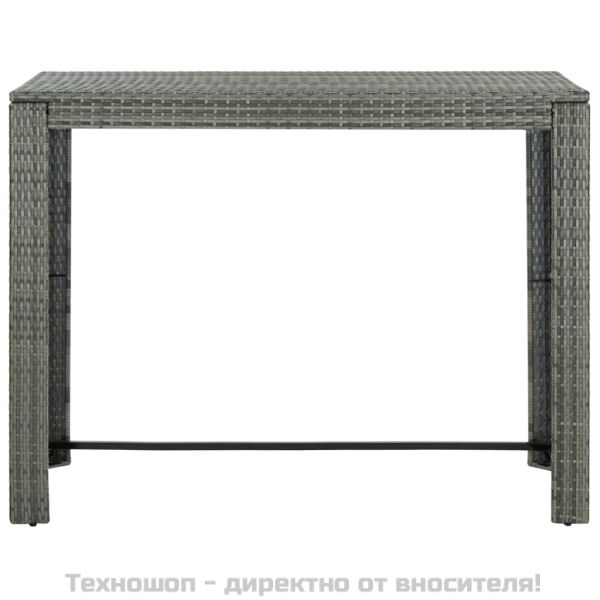 Градинска бар маса, сива, 140,5x60,5x110,5 см, полиратан