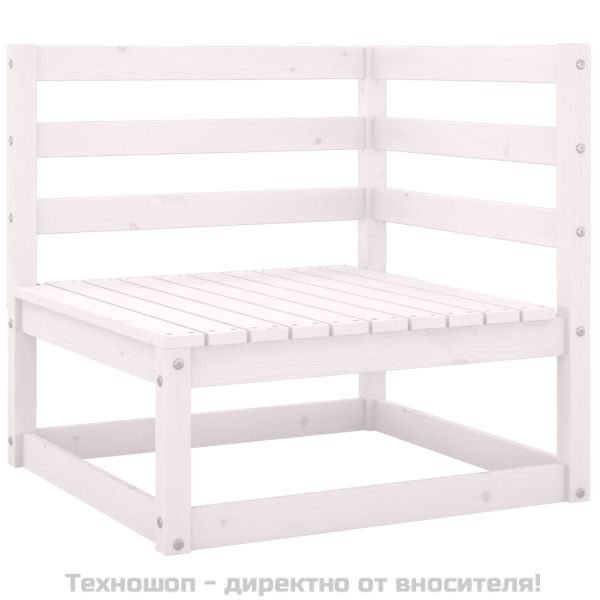 Градински лаундж комплект 2 части с възглавници бял бор масив