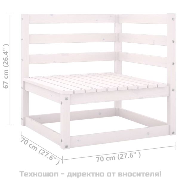 Градински лаундж комплект 2 части с възглавници бял бор масив