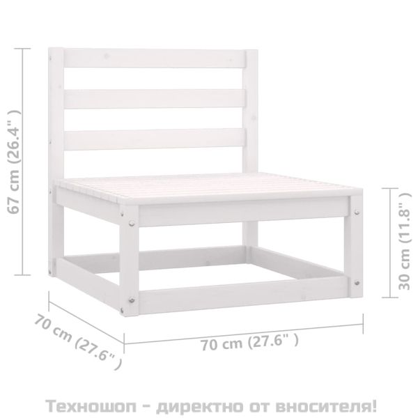 Градински лаундж комплект 2 части с възглавници бял бор масив