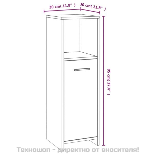Шкаф за баня, кафяв дъб, 30x30x95 см, инженерно дърво