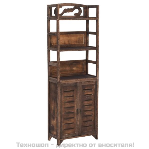 Шкаф витрина, тъмнокафяв, 46x24x140 см, масивно дърво пауловния