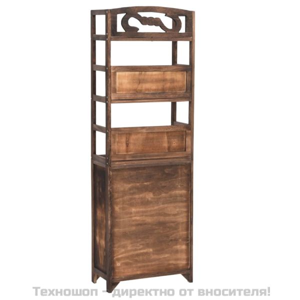 Шкаф витрина, тъмнокафяв, 46x24x140 см, масивно дърво пауловния