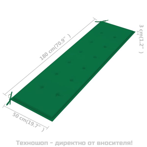Възглавница за градинска пейка зелена 180x50x3 см оксфорд плат