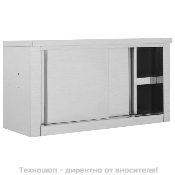 Кухненски стенен шкаф с плъзгащи врати, 90x40x50 см, стомана
