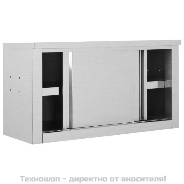 Кухненски стенен шкаф с плъзгащи врати, 90x40x50 см, стомана