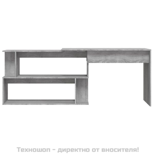 Ъглово бюро, сив сонома, 200x50x76 см, инженерно дърво