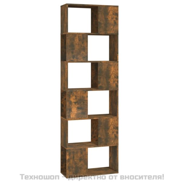 Библиотека/разделител за стая, опушен дъб, 60x24x186 см