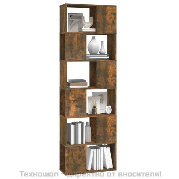 Библиотека/разделител за стая, опушен дъб, 60x24x186 см