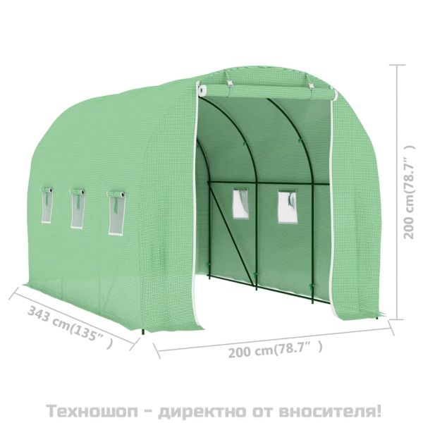 Оранжерия 6,86 м² 3,43x2x2 м
