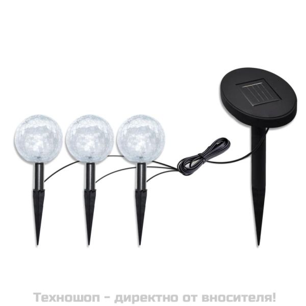 Соларни сферични LED градински лампи с анкери и соларен панел