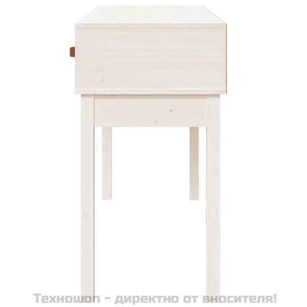 Конзолна маса, бяла, 114x40x75 см, борово дърво масив