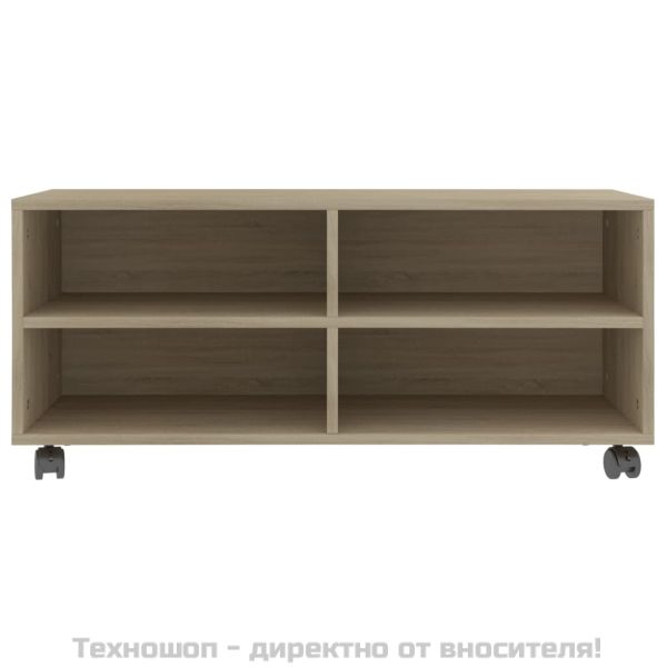 ТВ шкаф с колелца, дъб сонома, 90x35x35 см, инженерно дърво