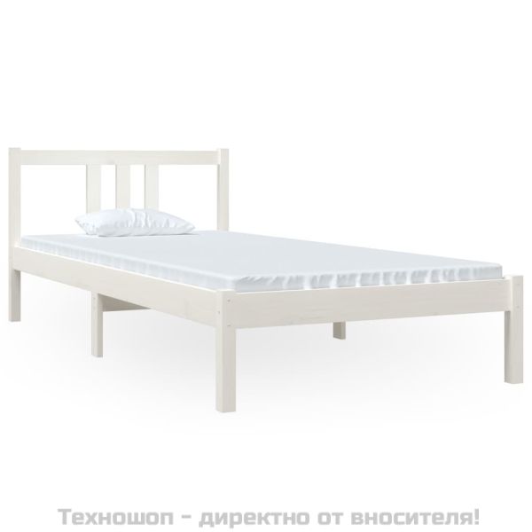 Рамка за легло, бяла, масивно дърво, 90х200 см
